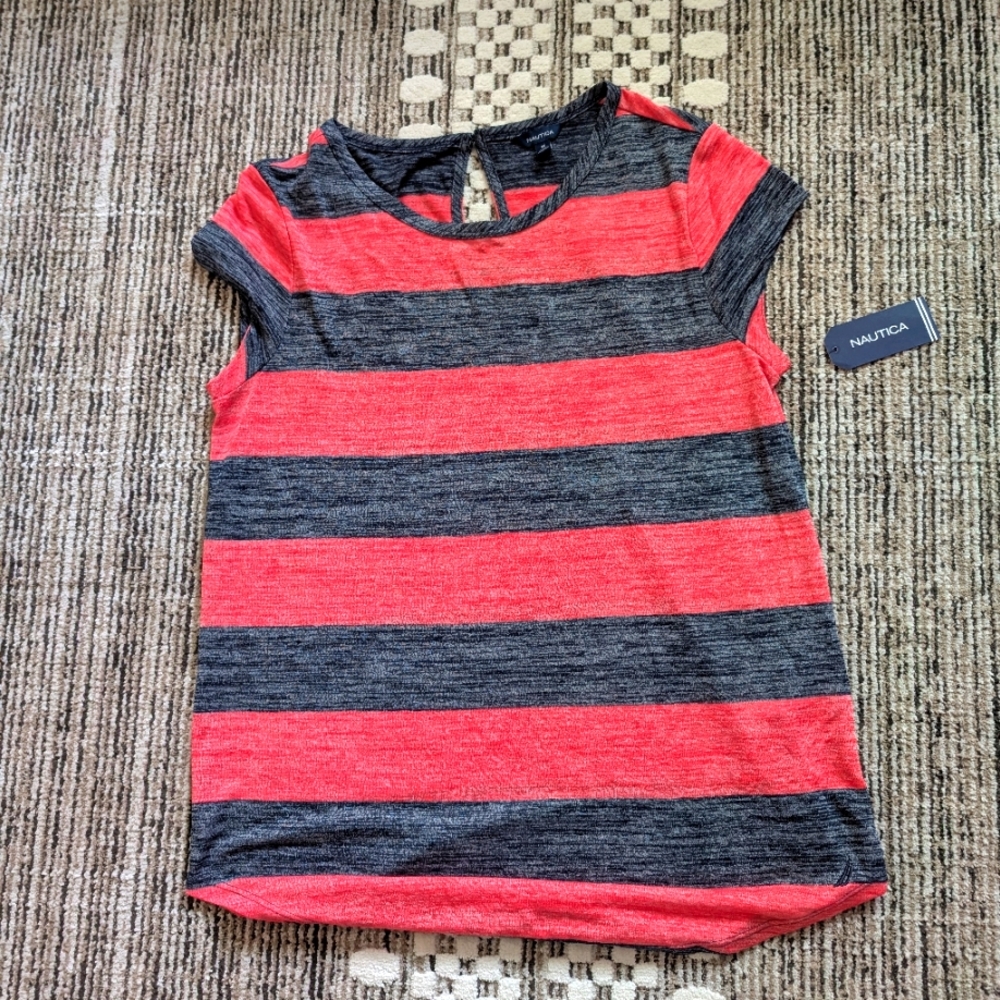 Nautica Red and Gray Short Sleeve Tee